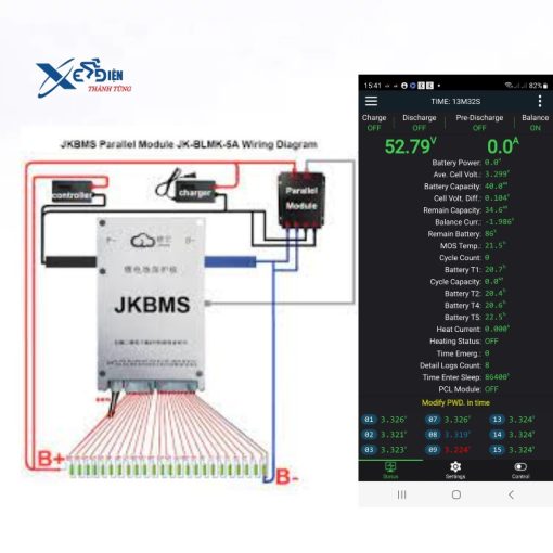 Mạch bms thông minh chính hãng JK bảo vệ pin và có cân bằng chủ động